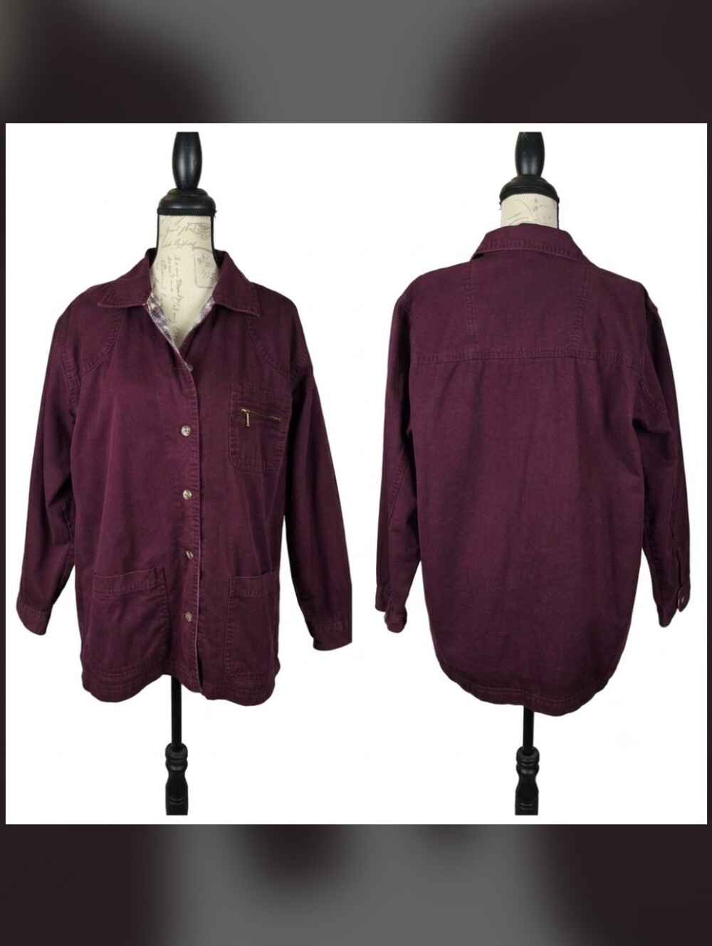 Vintage Cabin Creek Barn Utility Jacket Burgundy Women's Large